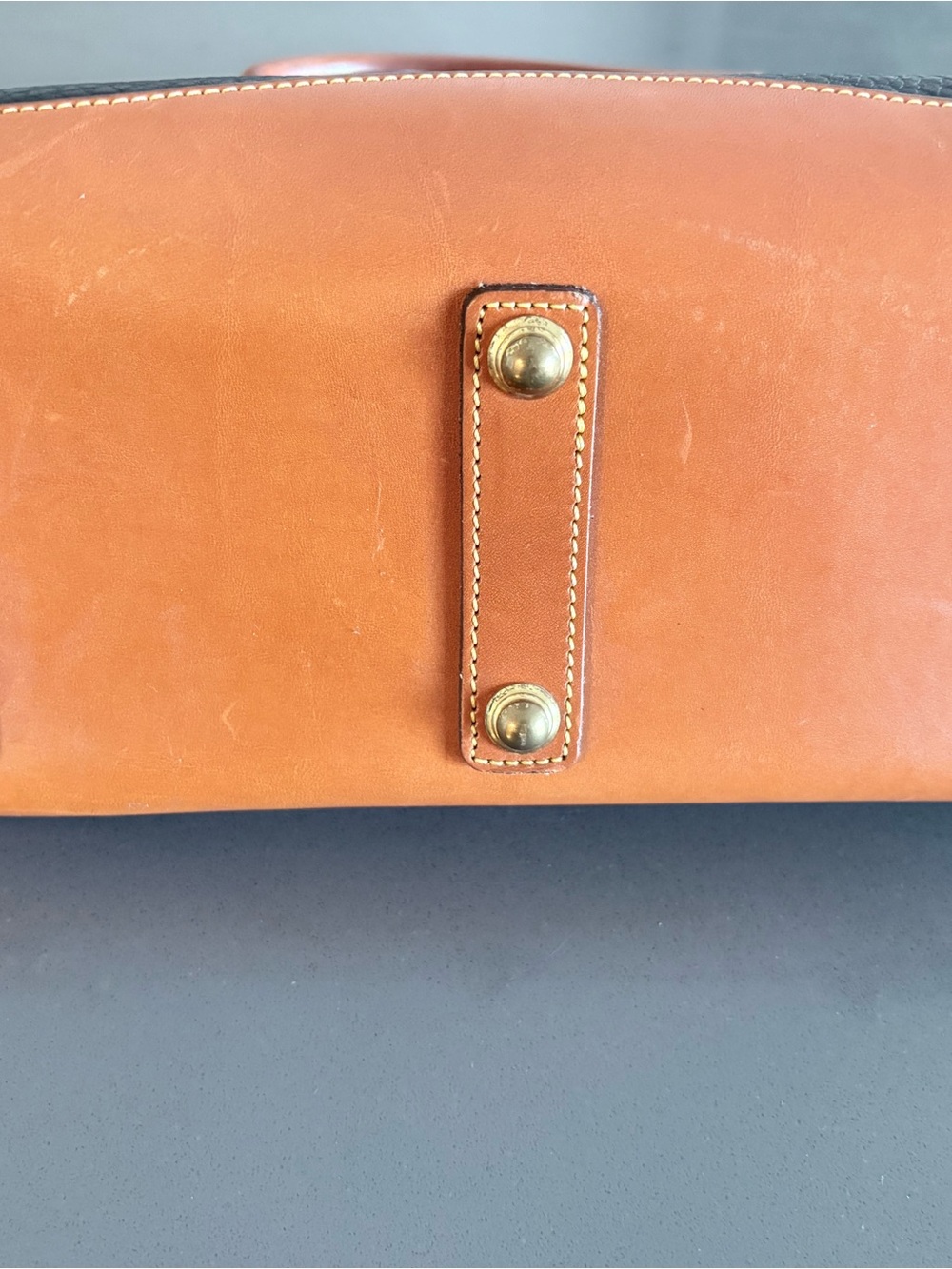 Dooney & Bourke Black Pebble Leather Satchel with Brown Trim - Picture 2 of 4